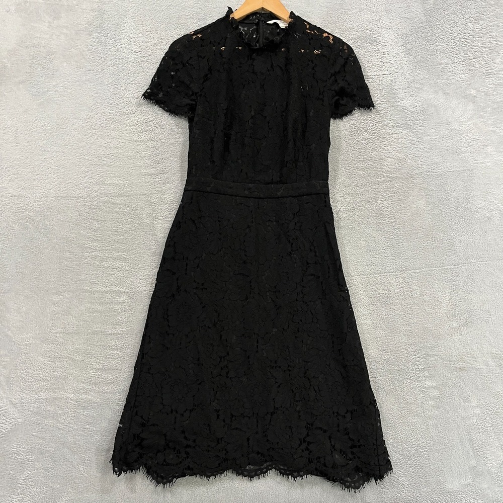 Diane Von Furstenberg Lace Dress Women's 6 Black Floral Fairy Whimsigoth 90s